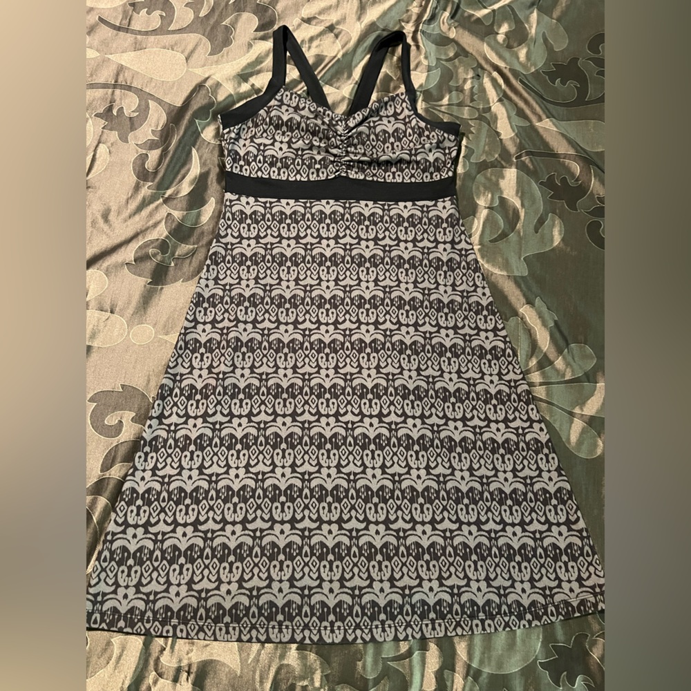 PrAna Amaya Casual Sundress Dress Black and Gray Pattern Women’s Medium